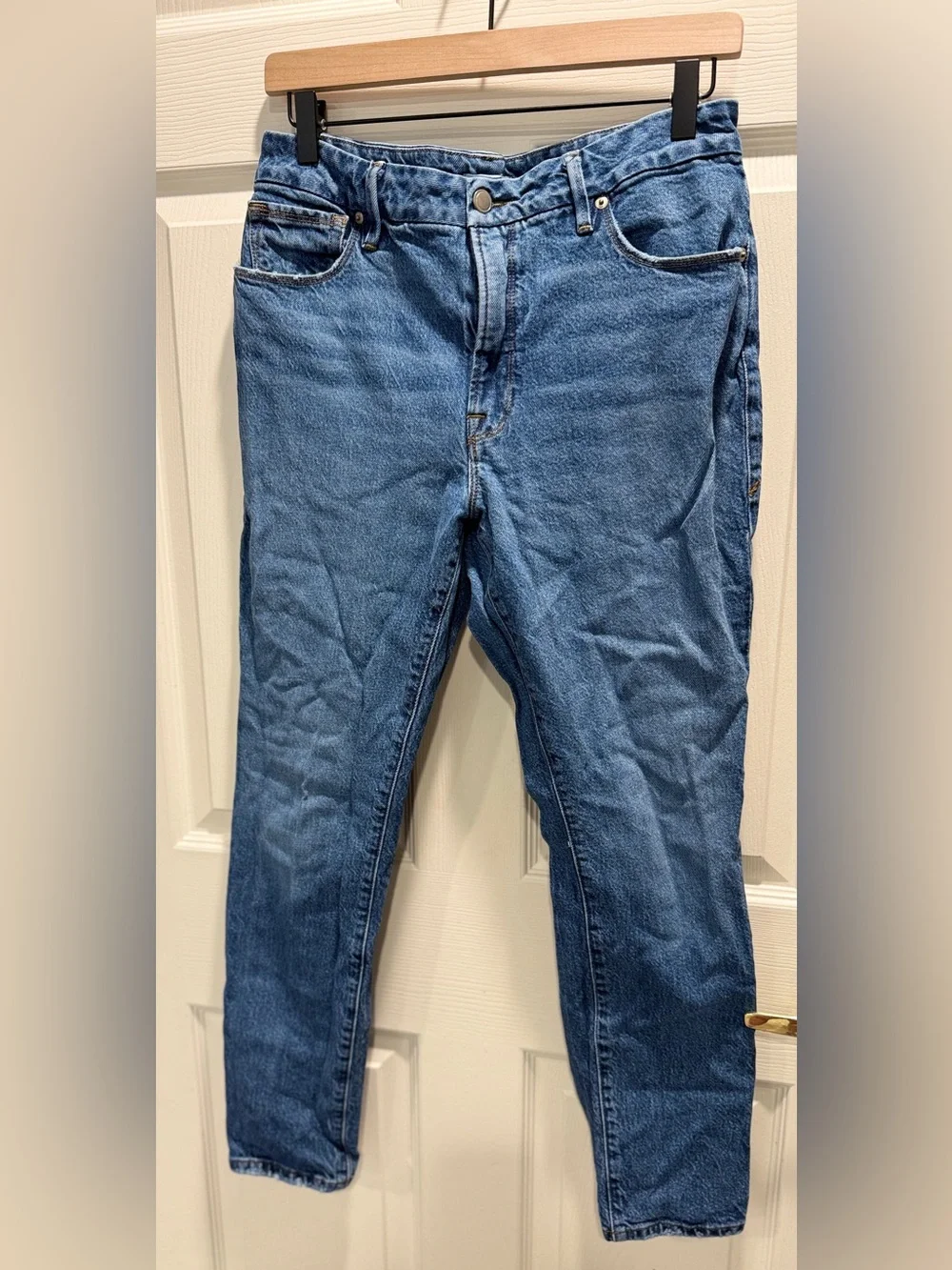 Good American Good Classic Straight High Rise Jeans Size 6/28 Medium Wash - Picture 2 of 9